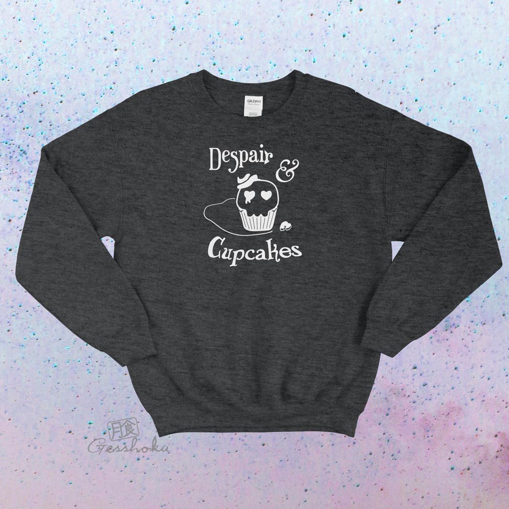 Despair and Cupcakes Crewneck Sweatshirt - Heather Black