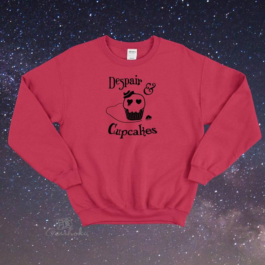 Despair and Cupcakes Crewneck Sweatshirt - Red