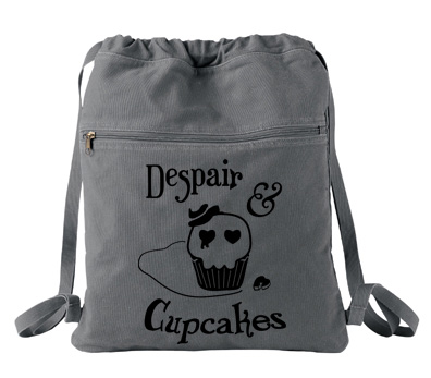 Despair and Cupcakes Cinch Backpack - Smoke Grey