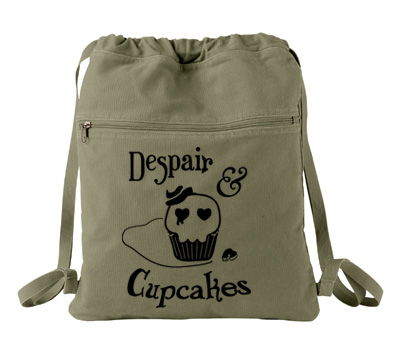 Despair and Cupcakes Cinch Backpack - Khaki Green