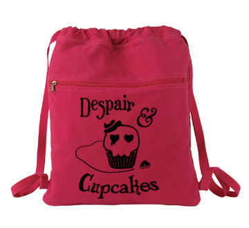 Despair and Cupcakes Cinch Backpack - Red