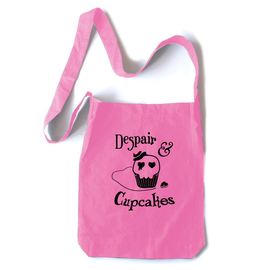 Despair and Cupcakes Crossbody Tote Bag - Pink