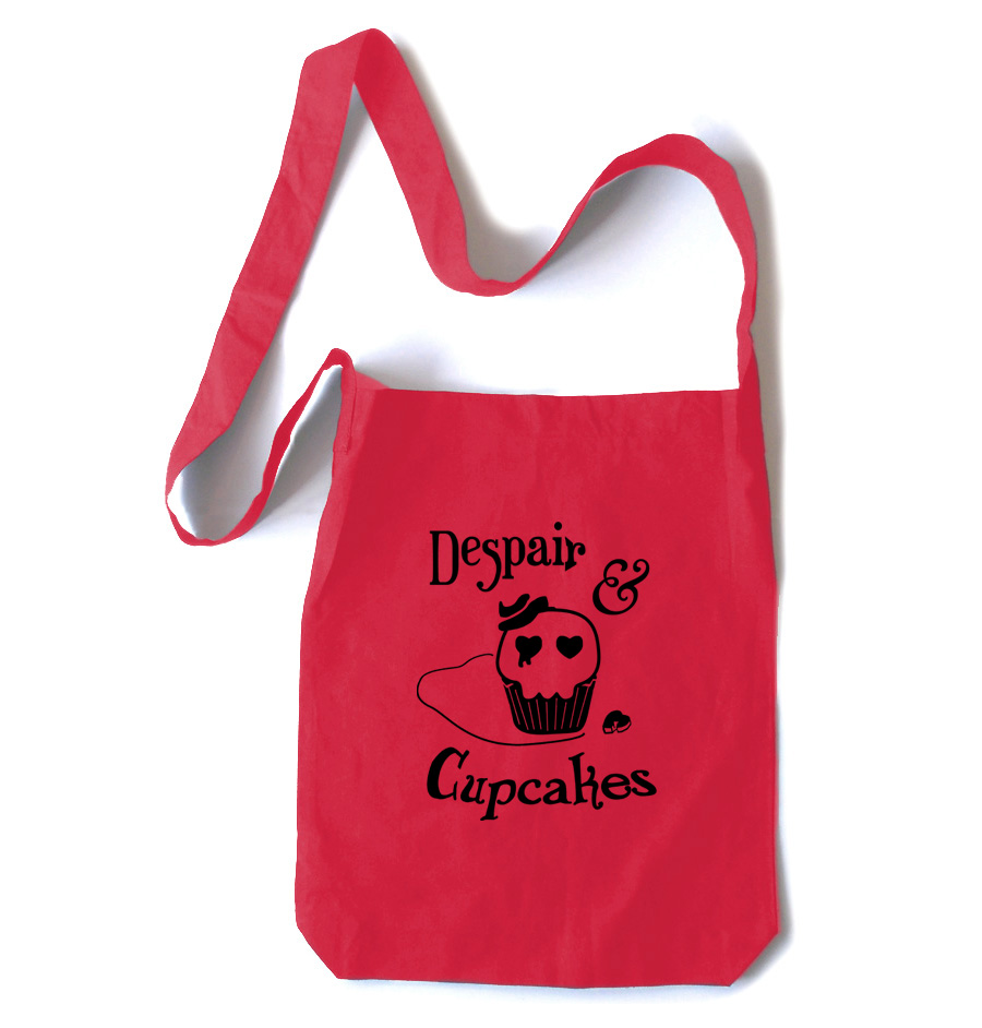 Despair and Cupcakes Crossbody Tote Bag - Red