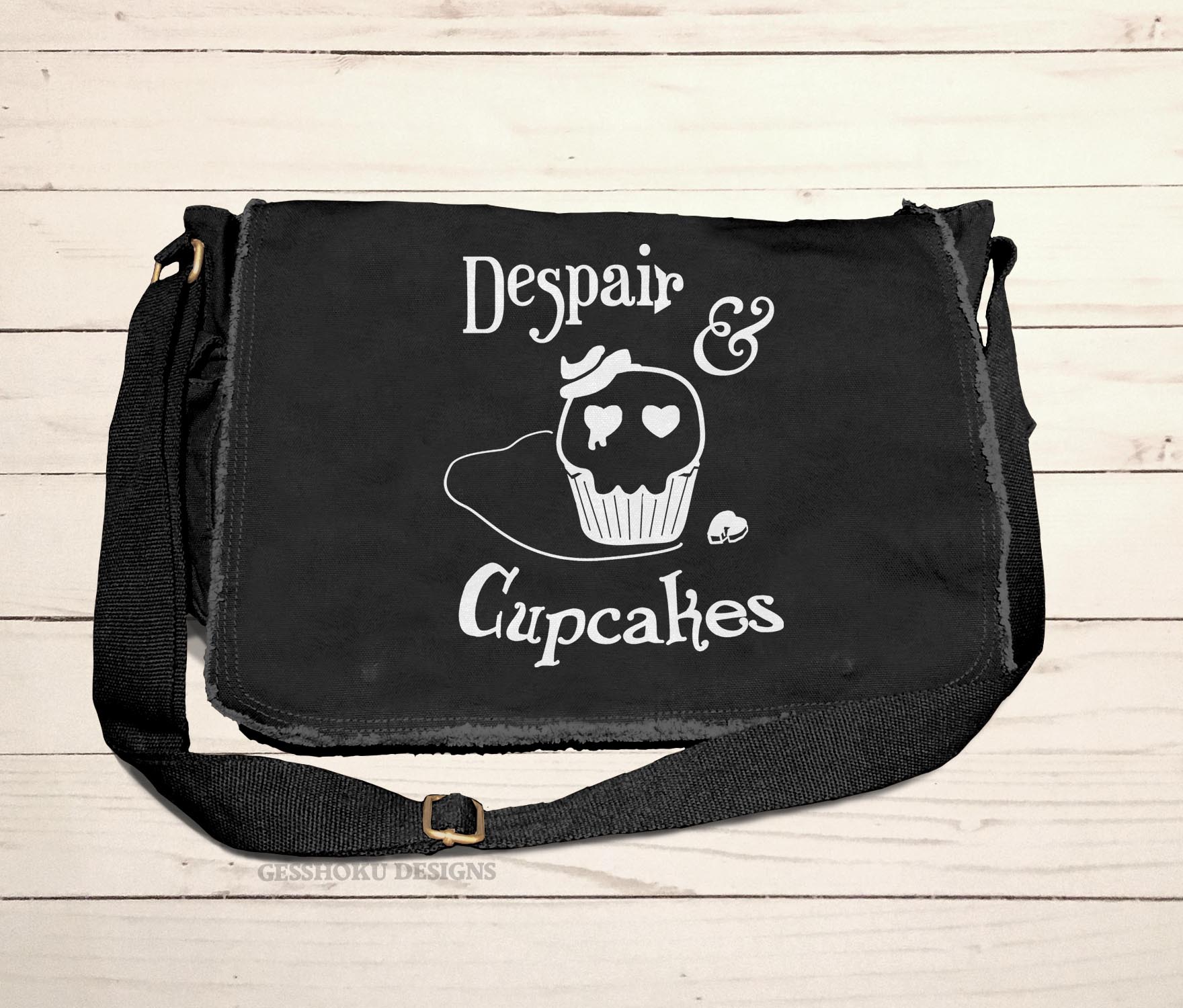 Despair and Cupcakes Messenger Bag - Black