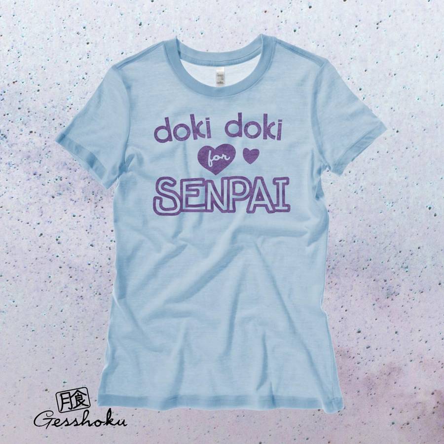 Doki Doki for Senpai Ladies T-shirt - Light Blue