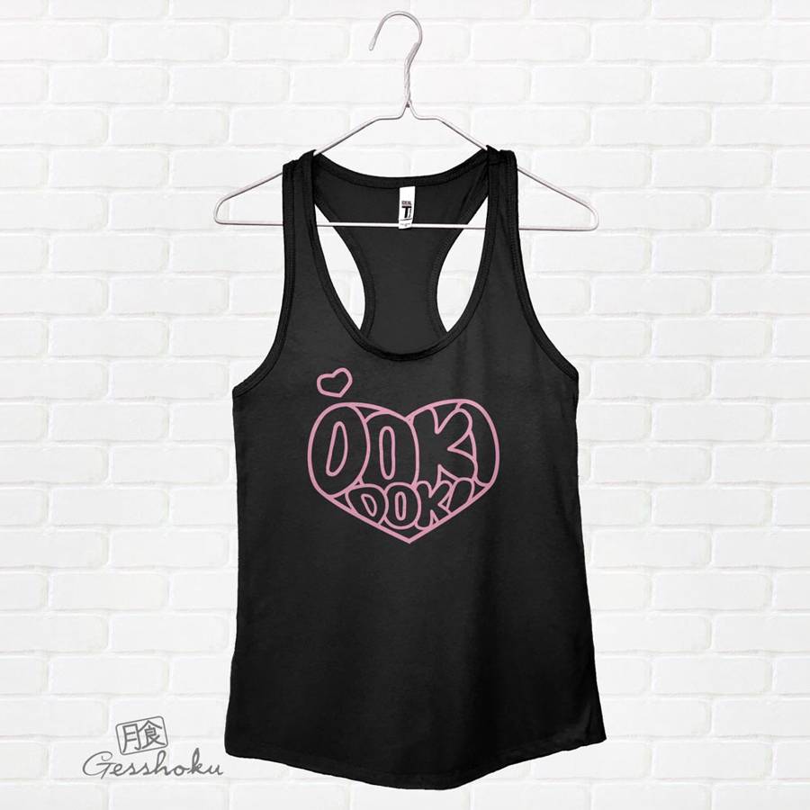 Doki Doki Heart Racerback Tank Top - Black