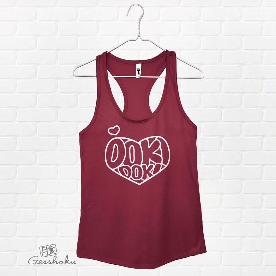 Doki Doki Heart Racerback Tank Top - Maroon