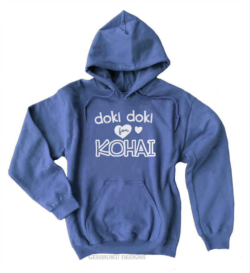 Doki Doki for Kohai Pullover Hoodie - Heather Blue