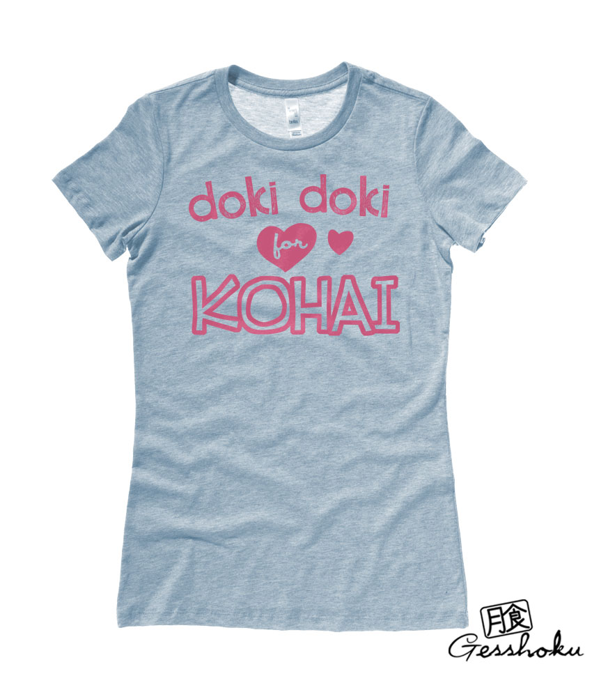 Doki Doki for Kohai Ladies T-shirt - Heather Blue