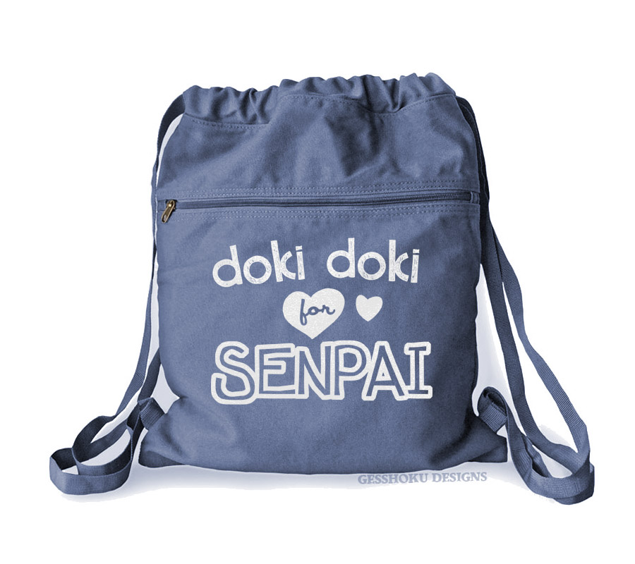 Doki Doki for Senpai Cinch Backpack - Denim Blue