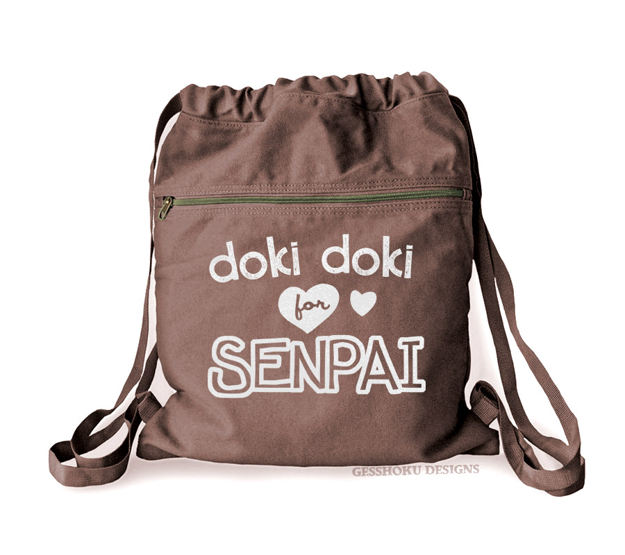 Doki Doki for Senpai Cinch Backpack - Brown