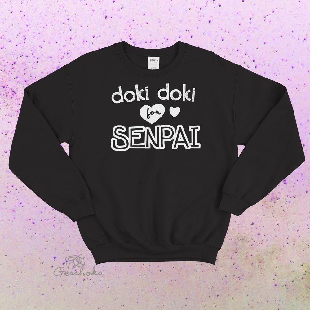 Doki Doki for Senpai Crewneck Sweatshirt - Black