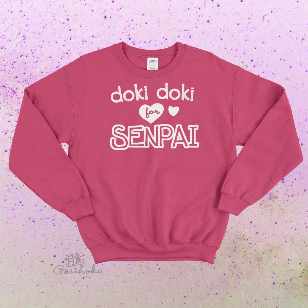 Doki Doki for Senpai Crewneck Sweatshirt - Hot Pink