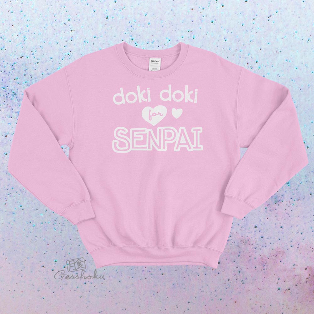 Doki Doki for Senpai Crewneck Sweatshirt - Light Pink