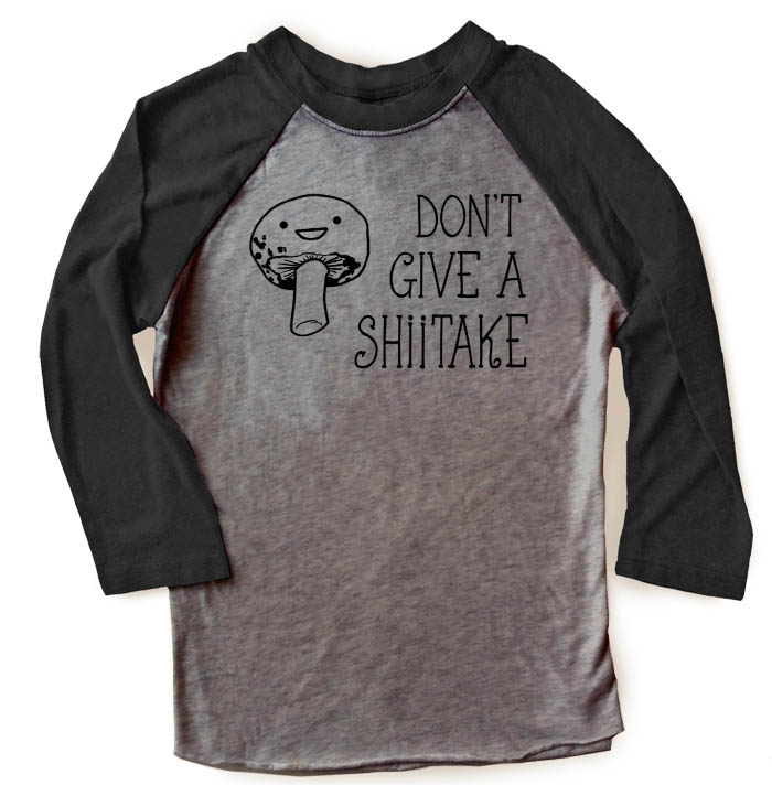 Don't Give a Shiitake Raglan T-shirt 3/4 Sleeve - Black/Charcoal Grey