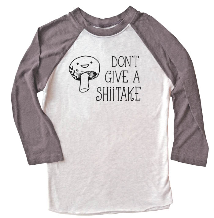 Don't Give a Shiitake Raglan T-shirt 3/4 Sleeve - Grey/White