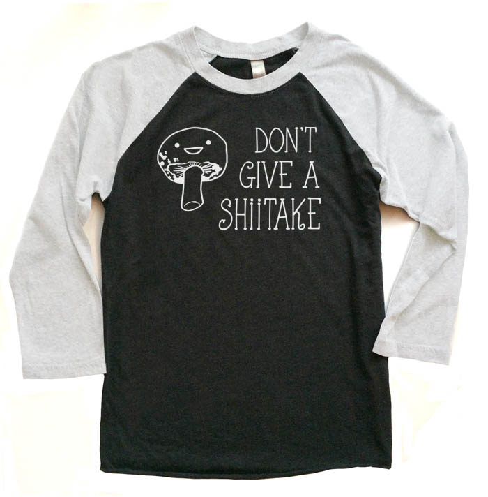 Don't Give a Shiitake Raglan T-shirt 3/4 Sleeve - White/Black