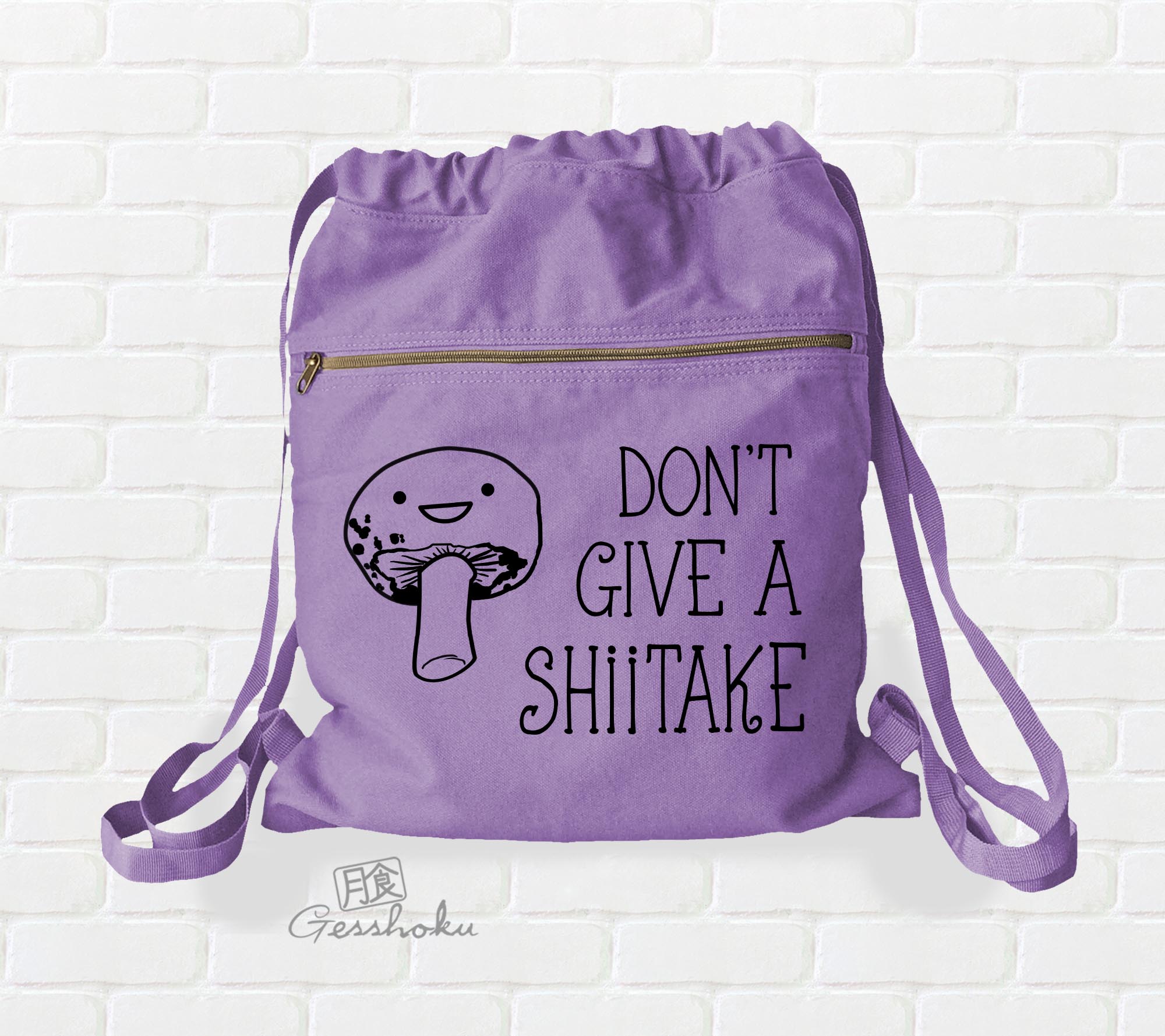 Don't Give a Shiitake Cinch Backpack - Purple