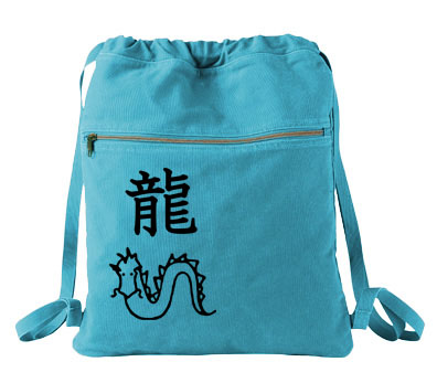 Year of the Dragon Cinch Backpack - Aqua Blue
