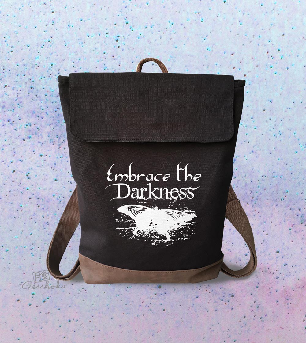 Embrace the Darkness Canvas Zippered Rucksack - Black