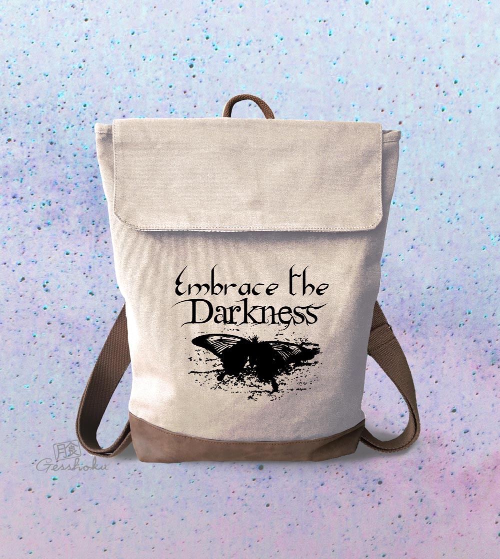Embrace the Darkness Canvas Zippered Rucksack - Natural