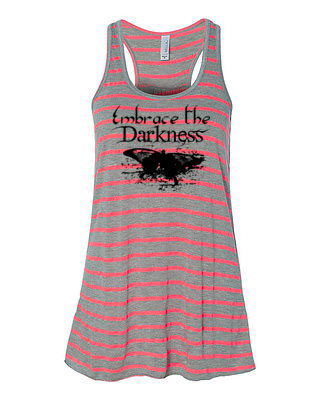 Embrace the Darkness Flowy Tank Top - Pink/Grey Stripe