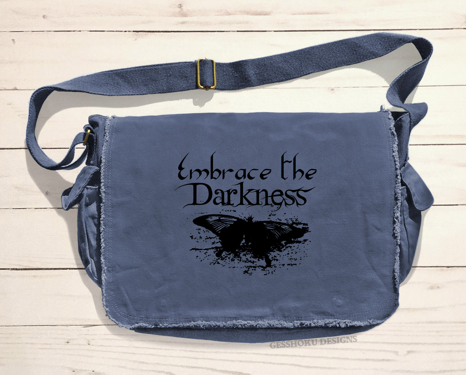 Embrace the Darkness Messenger Bag - Denim Blue