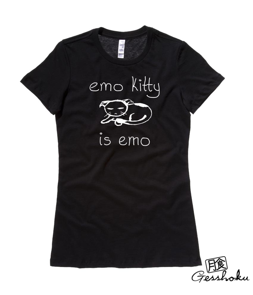Emo Kitty Ladies T-shirt - Black