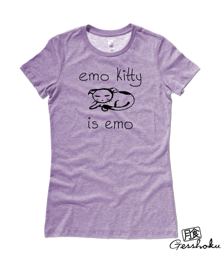 Emo Kitty Ladies T-shirt - Heather Purple