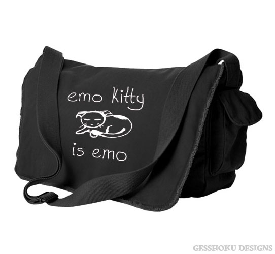 Emo Kitty Messenger Bag - Black