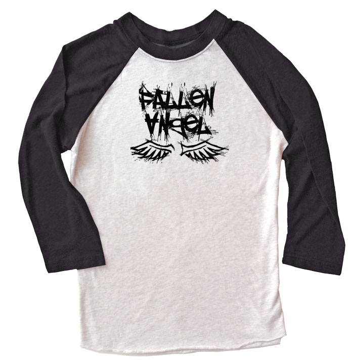 Fallen Angel Raglan T-shirt 3/4 Sleeve - Black/White