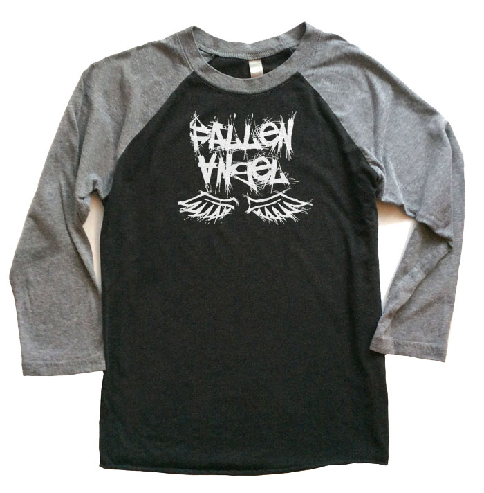 Fallen Angel Raglan T-shirt 3/4 Sleeve - Grey/Black