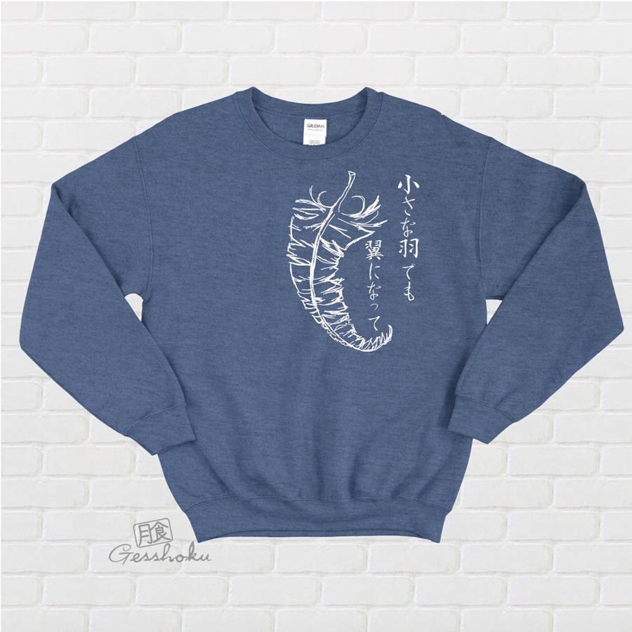 Chiisana Hane ~ Feathers Crewneck Sweatshirt - Heather Blue