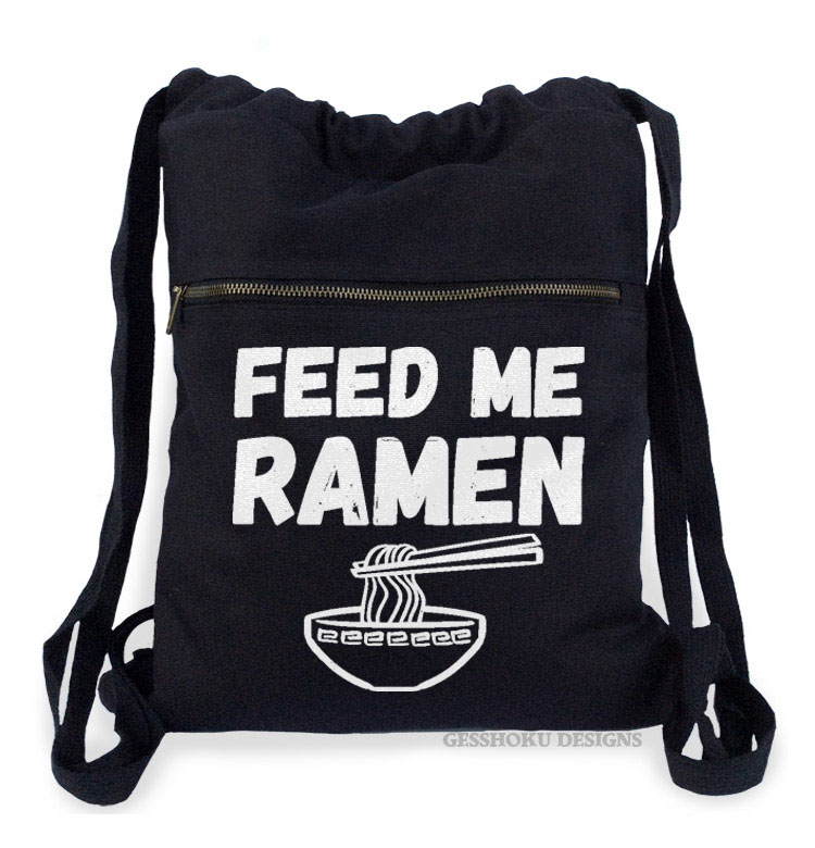 Feed Me Ramen Cinch Backpack - Black