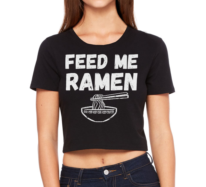 Feed Me Ramen Crop Top T-shirt - Black