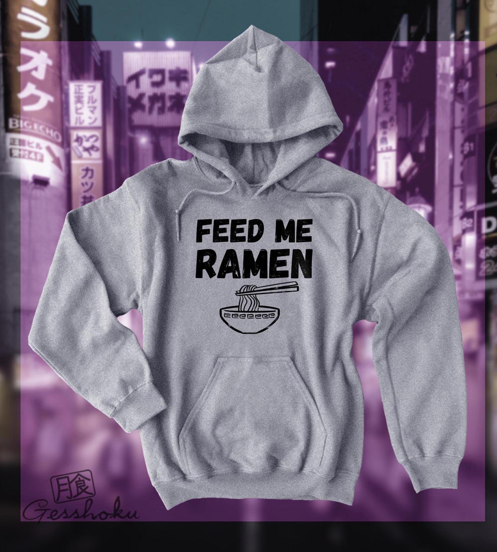 Feed Me Ramen Pullover Hoodie - Light Grey