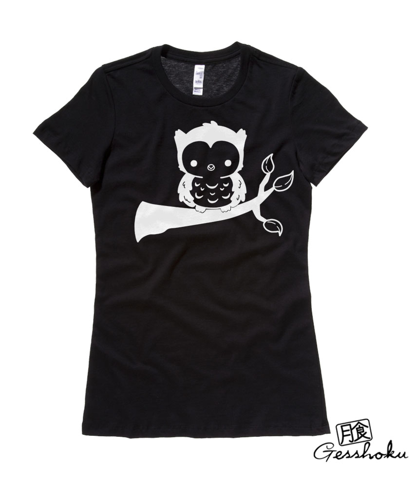 Fluffy Owl Ladies T-shirt - Black