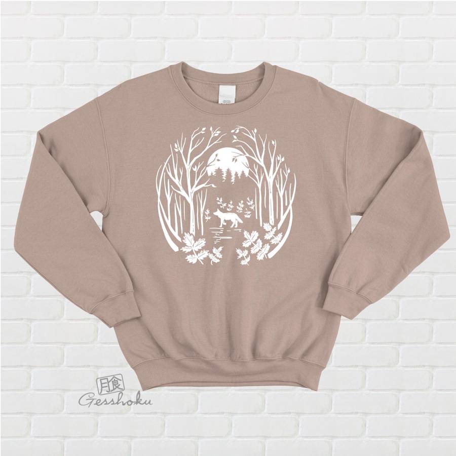 Fox in the Forest Crewneck Sweatshirt - Sand