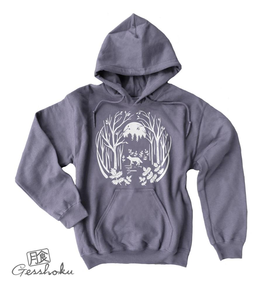 Fox in the Forest Pullover Hoodie - Charcoal Grey