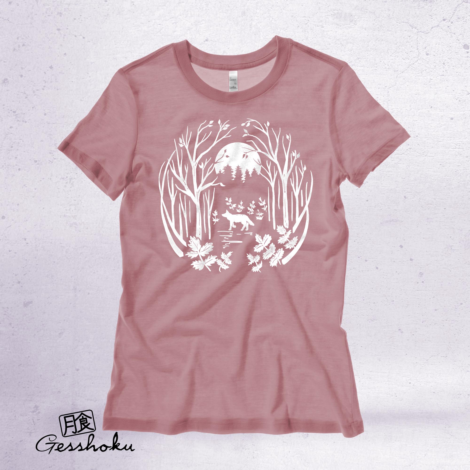 Fox in the Forest Ladies T-shirt - Mauve