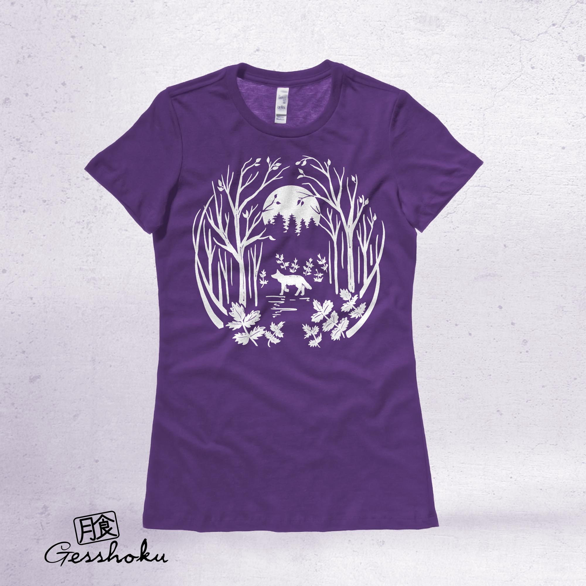 Fox in the Forest Ladies T-shirt - Purple