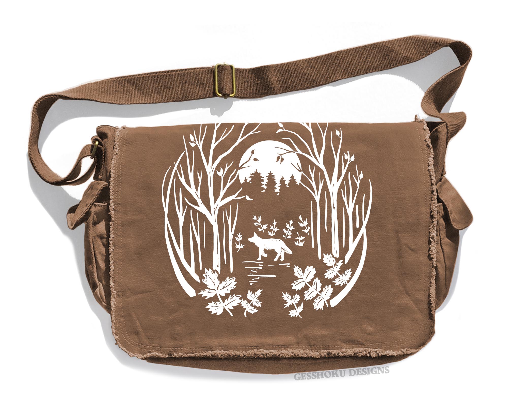 Fox in the Forest Messenger Bag - Brown
