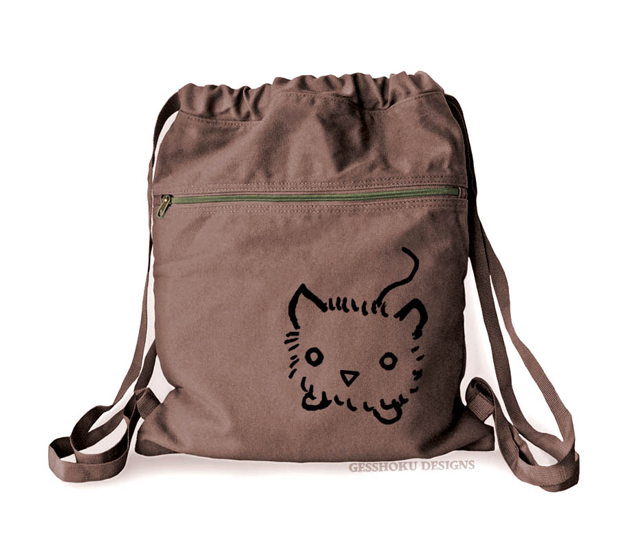 Fuzzy Kitten Cinch Backpack - Brown