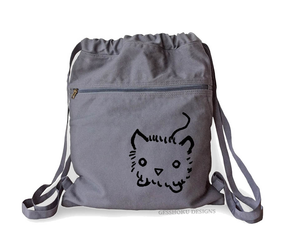 Fuzzy Kitten Cinch Backpack - Smoke Grey