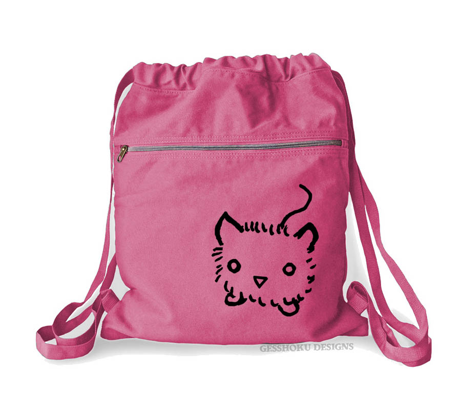Fuzzy Kitten Cinch Backpack - Raspberry