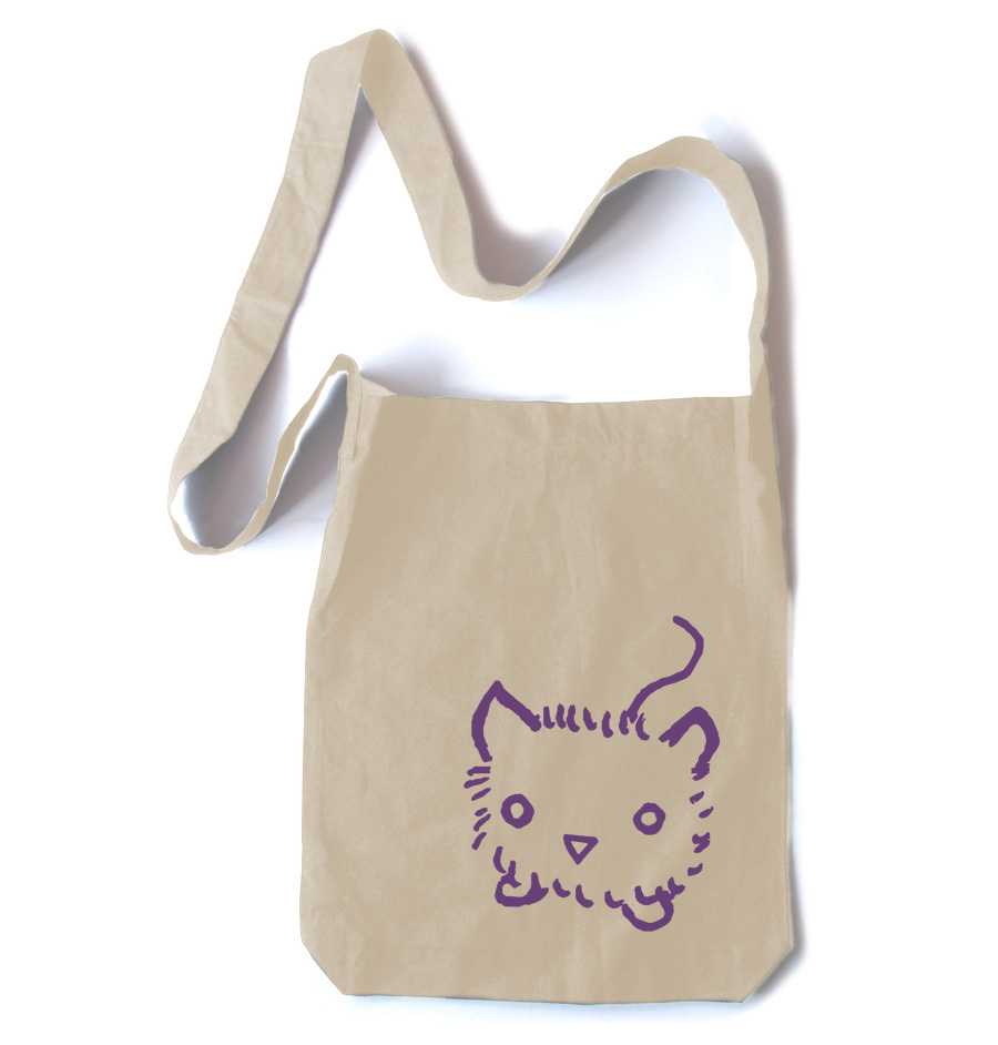 Fuzzy Kitten Crossbody Tote Bag - Natural
