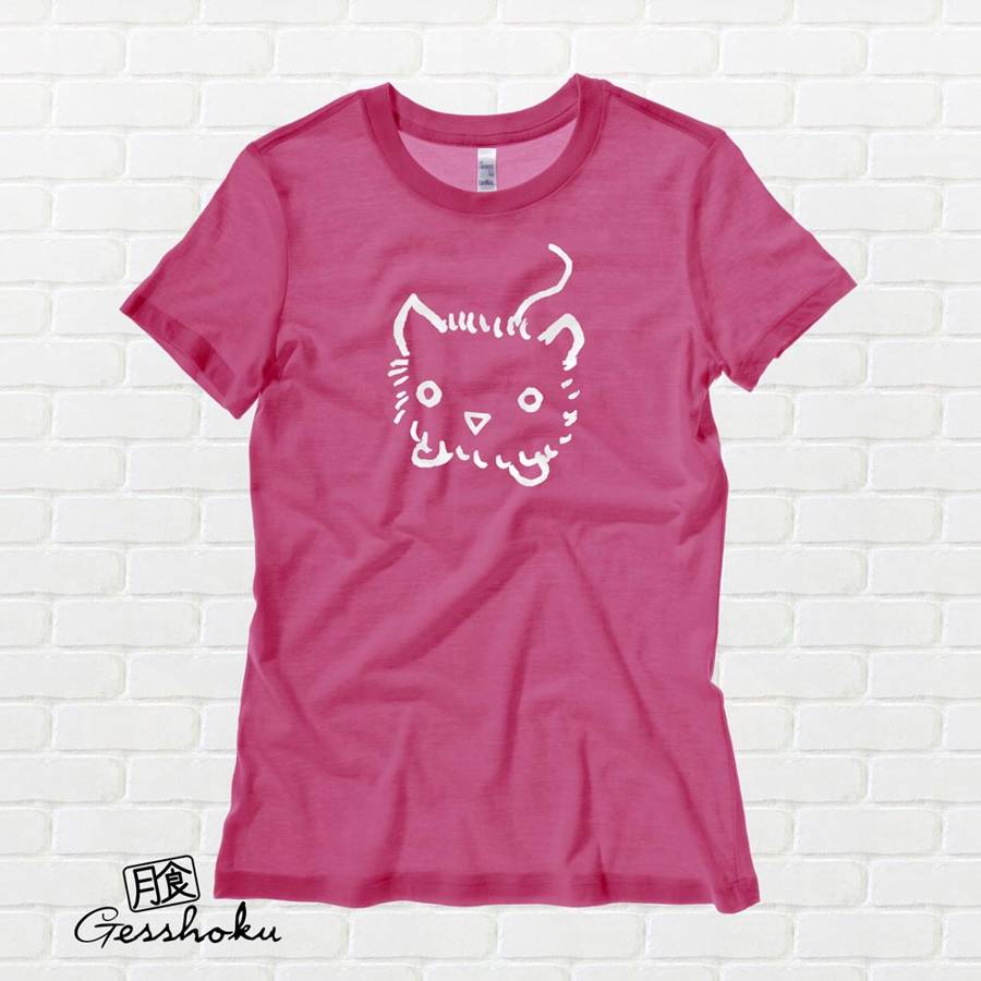 Fuzzy Kitten Ladies T-shirt - Hot Pink