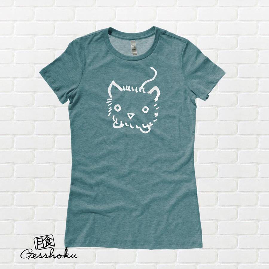 Fuzzy Kitten Ladies T-shirt - Dark Heather Teal