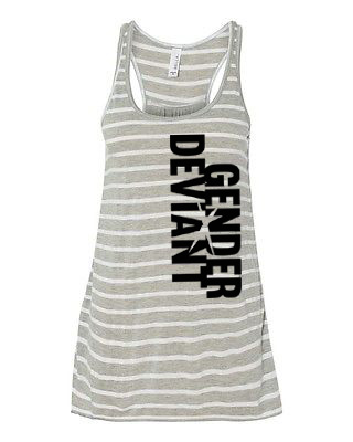 Gender Deviant Flowy Tank Top - Grey/White Stripe