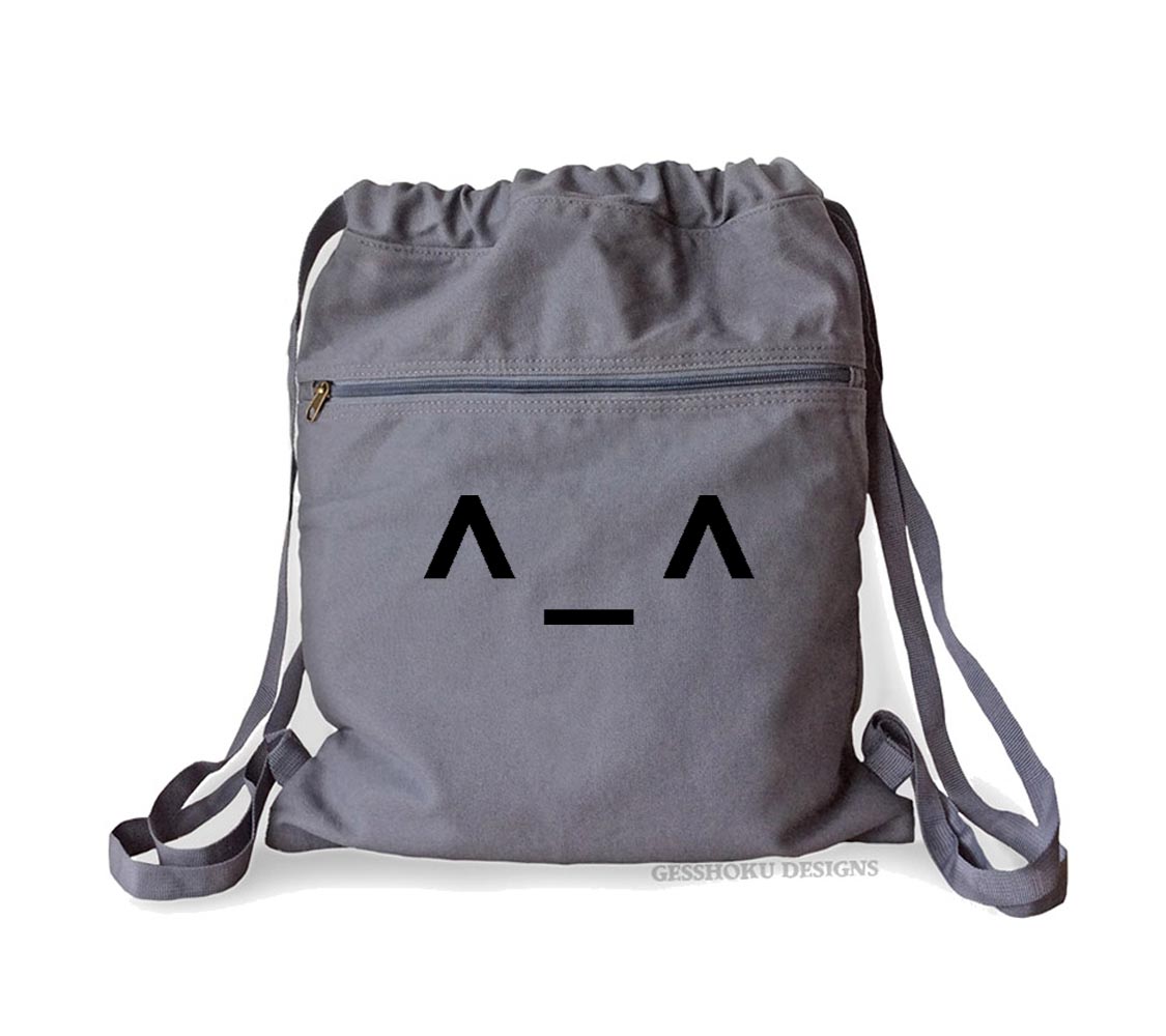 Happy Emoticon Cinch Backpack - Smoke Grey